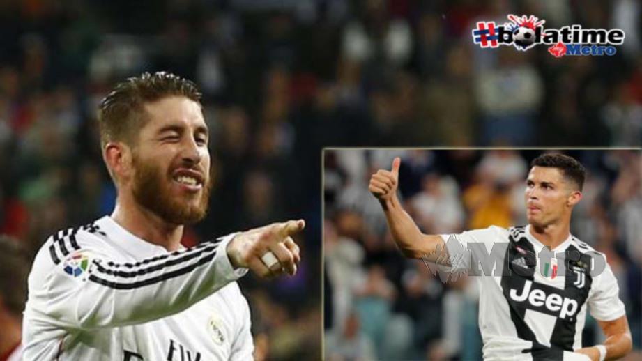Ramos (kiri) tidak menjemput Ronaldo ke majlis perkahwinannya. FOTO REUTERS 