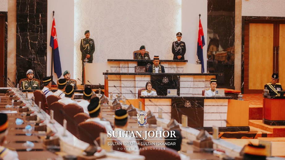PEMBUKAAN Penggal Persidangan Pertama DUN Johor yang ke-14 di Bangunan Sultan Ismail, Kota Iskandar. FOTO Royal Press Johor.