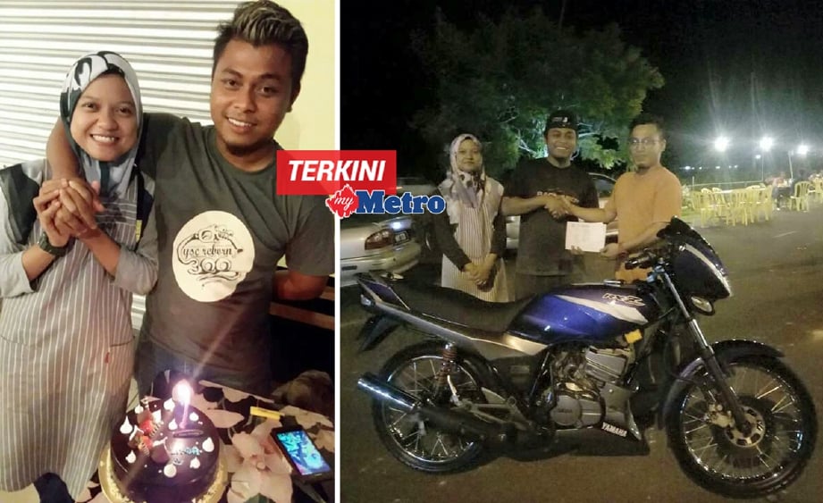Kisah Nurlinda menghadiahkan Yamaha RXZ bagi menghargai pengorbanan suaminya, Mohamad Firdaus, sempena ulang tahun perkahwinan mereka, tular di FB. - Foto Ihsan NURLINDA HAMIDAN