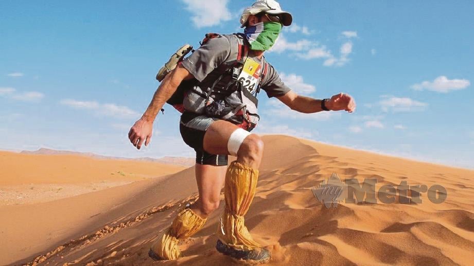 ANTARA cabaran yang perlu ditempuh peserta adalah pasir tebal dan ribut pasir. 