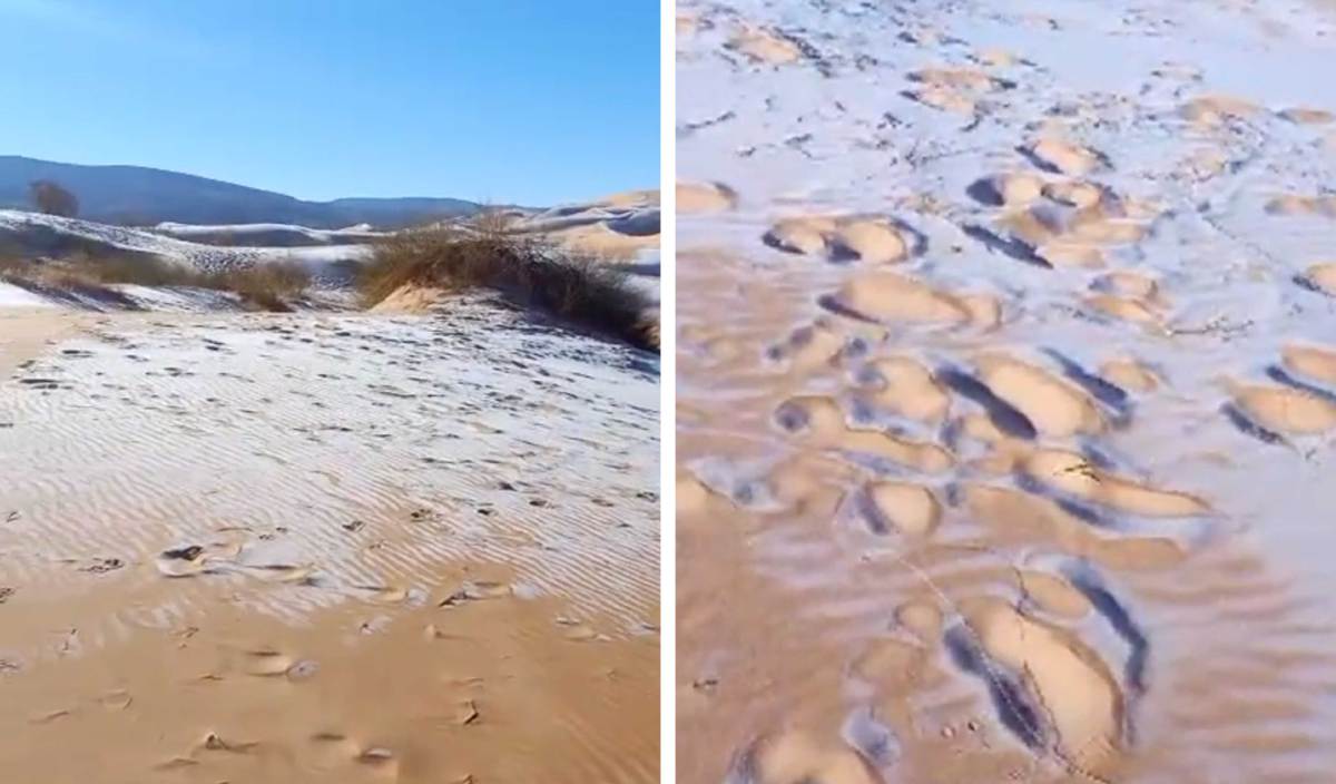 KRISIS iklim memainkan peranan kemunculan salji di Gurun Sahara. FOTO IG karim_bouchetat