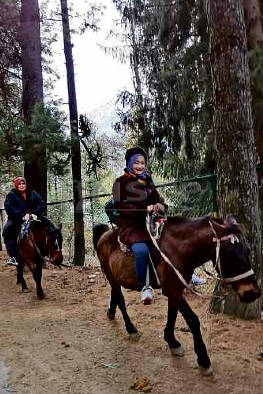 MENUNGGANG kuda menyusuri lembah Pahalgam.