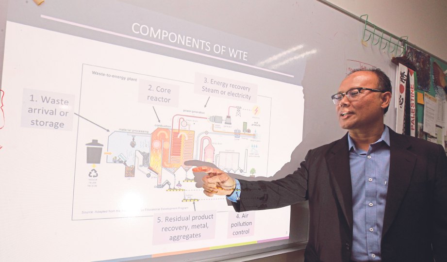 DR Mohd Rashid menerangkan proses WTE yang membabitkan lima komponen.
