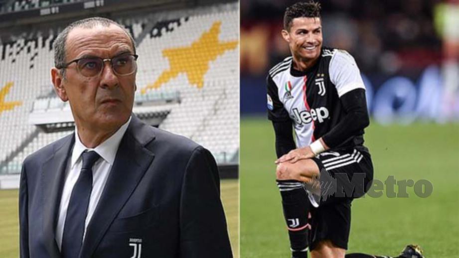 Sarri (kiri) mahu ubah Ronaldo menjadi mesin gol di Serie A. FOTO Ihsan Juventus FC 