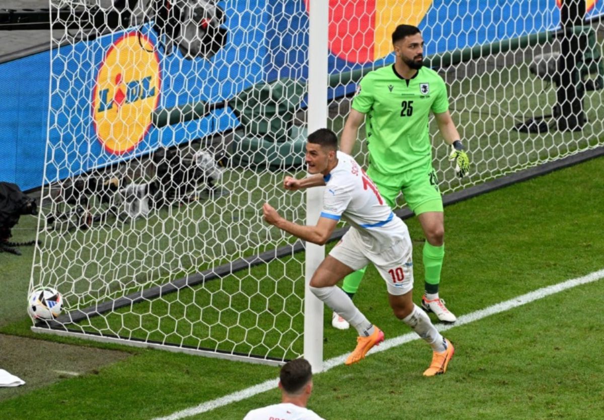 PATRIK Schick ketika meraikan golnya ketika menentang Georgia. FOTO Reuters