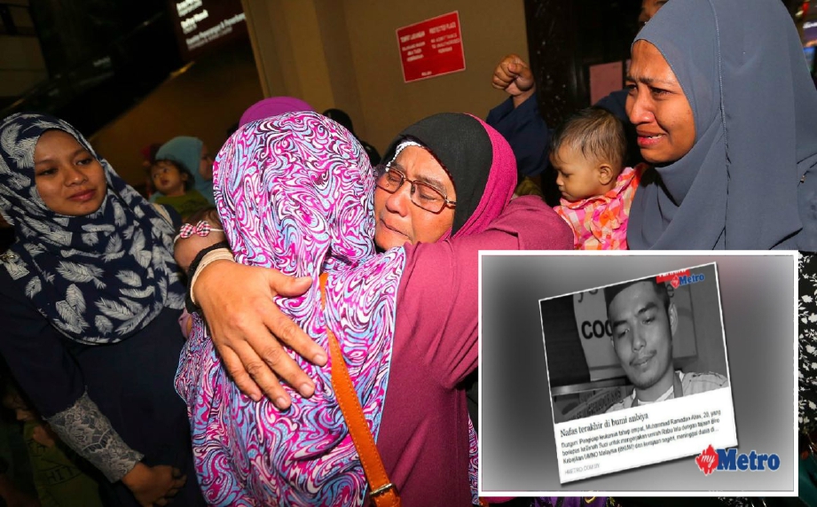 Saibah disambut ahli keluarga sejurus tiba di Balai Ketibaan LTSM selepas pulang mengerjakan umrah. FOTO Ghazali Kori 