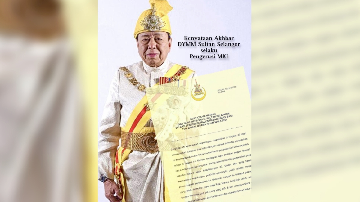 KENYATAAN yang dikeluarkan Sultan Selangor, Sultan Sharafuddin Idris Shah. FOTO Ihsan FB Royal Selangor Office