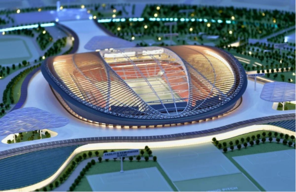 Replika reka bentuk Stadium Shah Alam yang baharu. FOTO Bernama