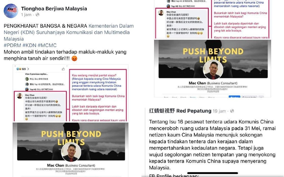 Tangkap layar skrin FB hasutan untuk memerintah Malaysia.