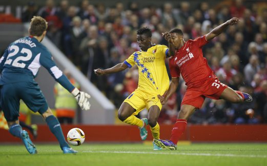 Assifuah menjaringkan gol penyamaan Sion untuk mengikat Liverpool 1-1 di Anfield. - Pix Reuters