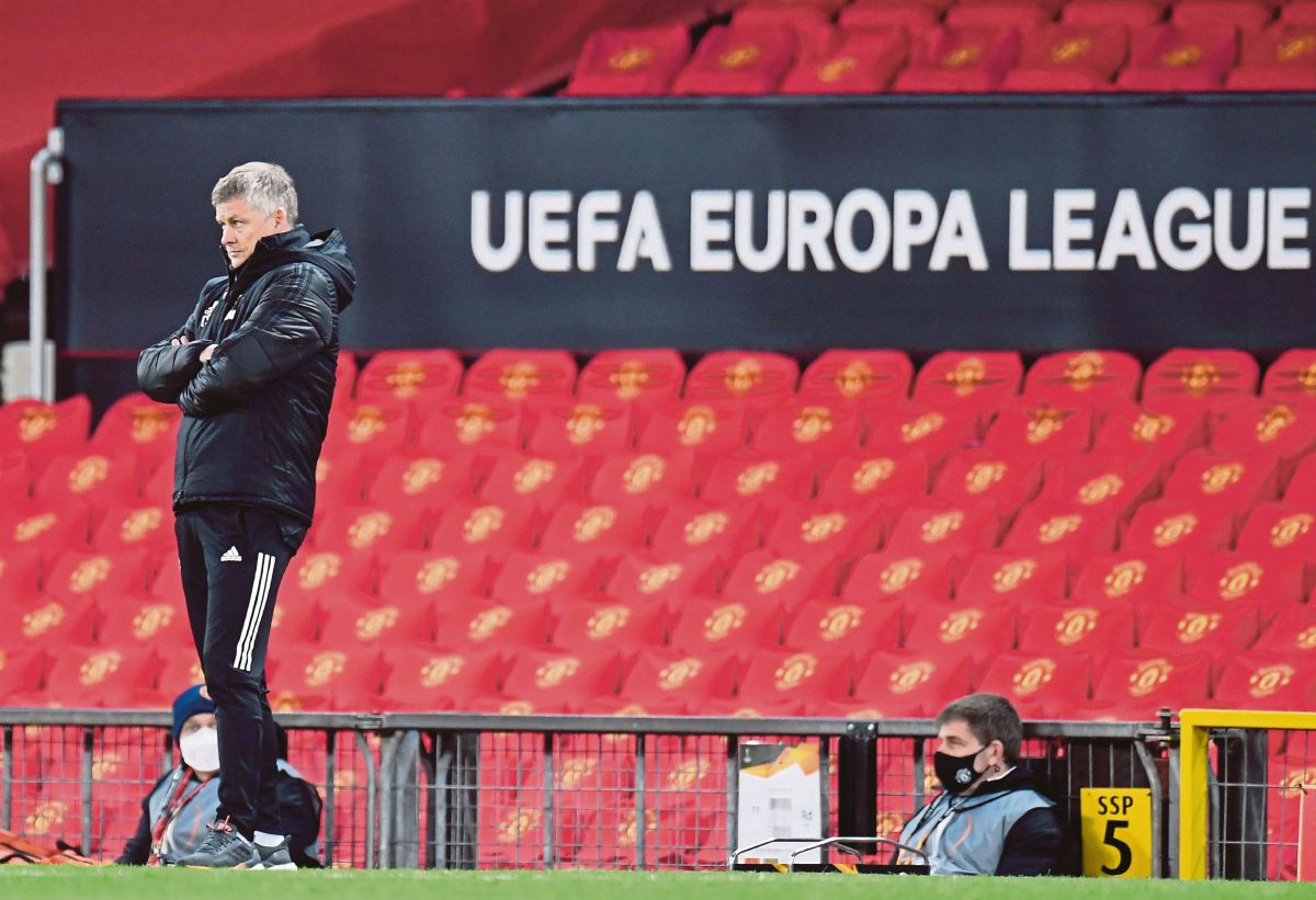 SOLSKJAER membantu Man United mara sehingga separuh akhir Liga Europa. FOTO Agensi