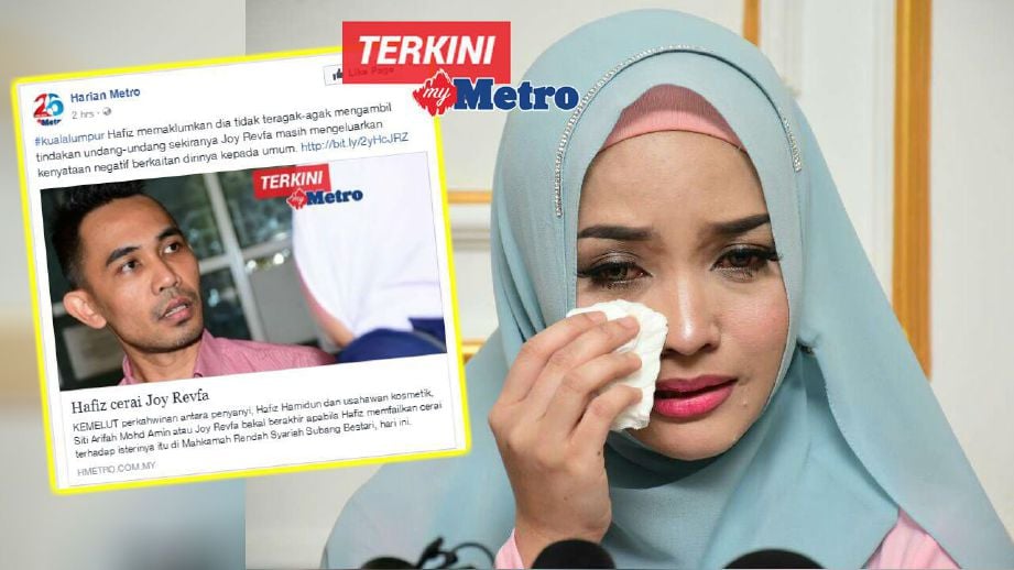 Joy Revfa menangis pada sidang media. FOTO Mohd Asri Saifuddin Mamat