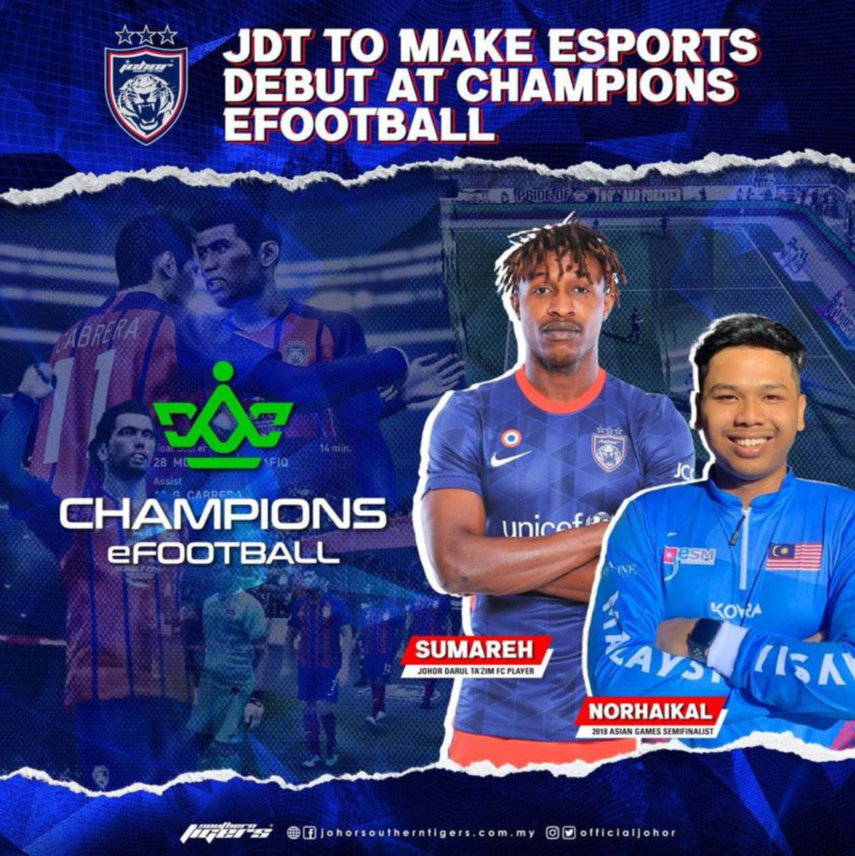 JDT mengesahkan akan menyertai pertandingan eFootball yang pertama yang turut membabitkan kelab-kelab dari Asean. FOTO Ihsan Johor Southern Tigers