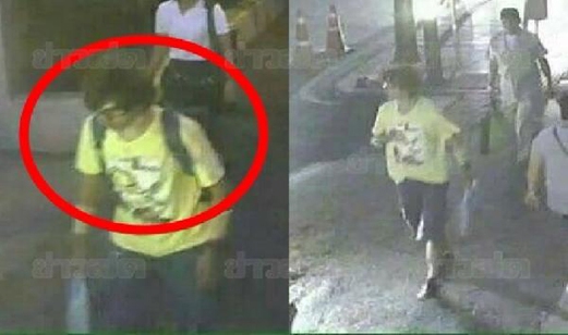 Gambar daripada rakaman CCTV yang disiarkan polis Thailand menunjukkan lelaki yang disyaki melakukan serangan bom di Bangkok malam tadi