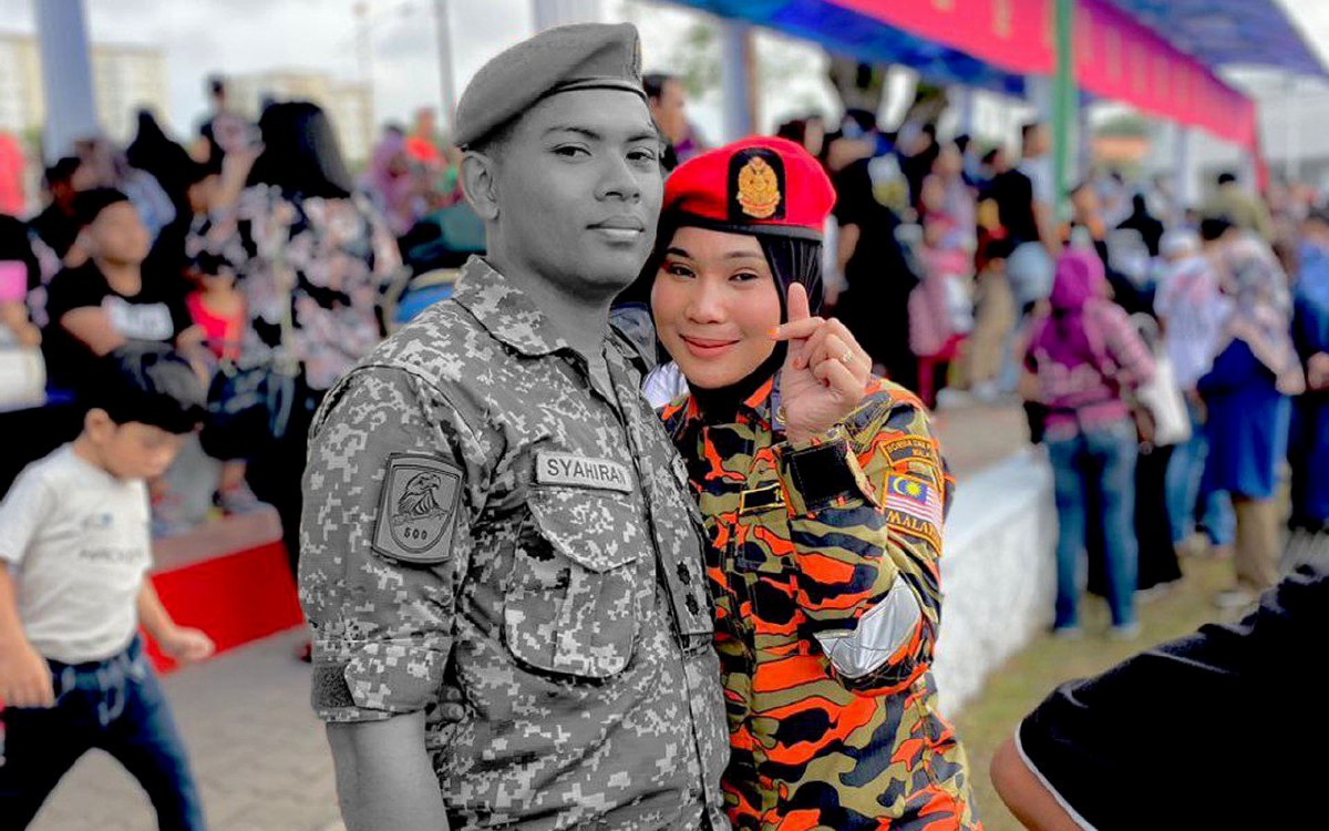 SITI Nor Syakila bersama arwah suami, Kapten Muhamad Syahiran. FOTO Ihsan pembaca.