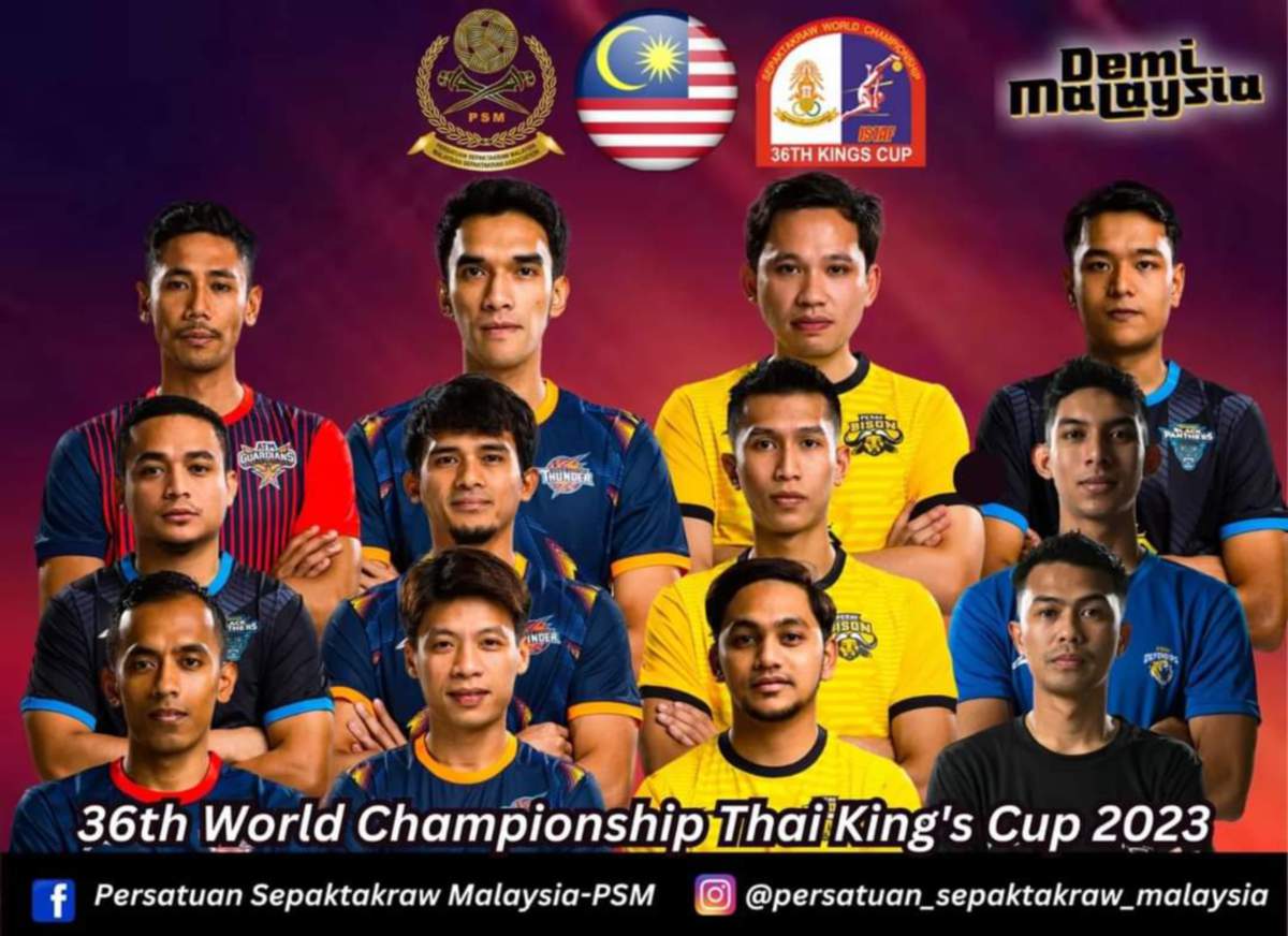 BARISAN pemain negara yang beraksi di Piala Raja Thai ke-36. FOTO Persatuan Sepaktakraw Malaysia (PSM)
