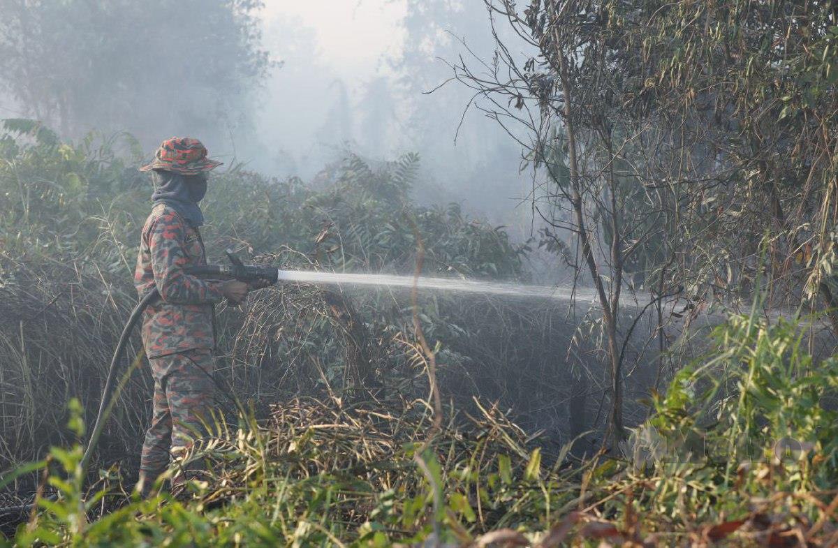 Operasi memadam kebakaran hutan tanah gambut di Inderapura lebih sepuluh hari selesai kelmarin selepas api berjaya dipadamkan sepenuhnya. FOtO MOHD RAFI MAMAT