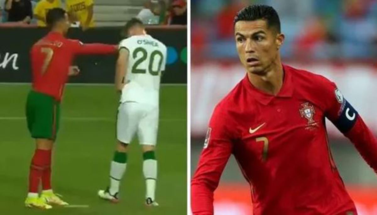 TINDAKAN Ronaldo yang mengundang kemarahan penyokong Ireland.