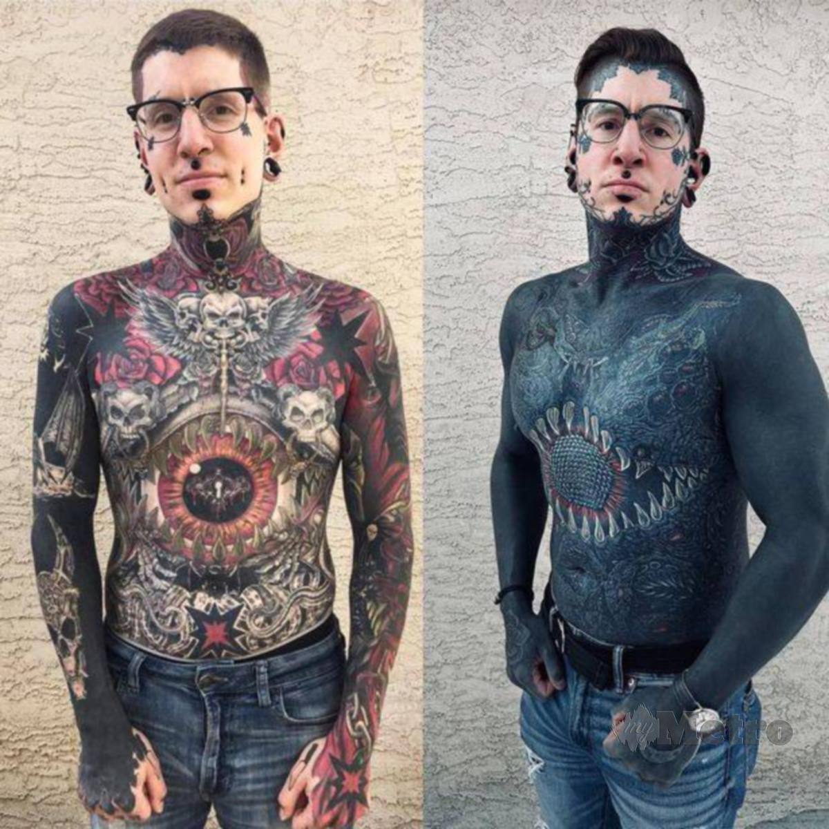 TRANSFORMASI Remy yang sudah membelanjakan puluhan ribu untuk membuat tatu pada badannya. FOTO Agensi