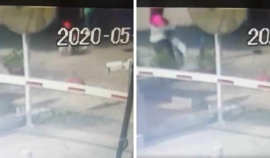 VIDEO rakaman kamera litar tertutup (CCTV) memaparkan penghantar makanan wanita terbabit ditendang beberapa kali lelaki itu hingga terjatuh. 