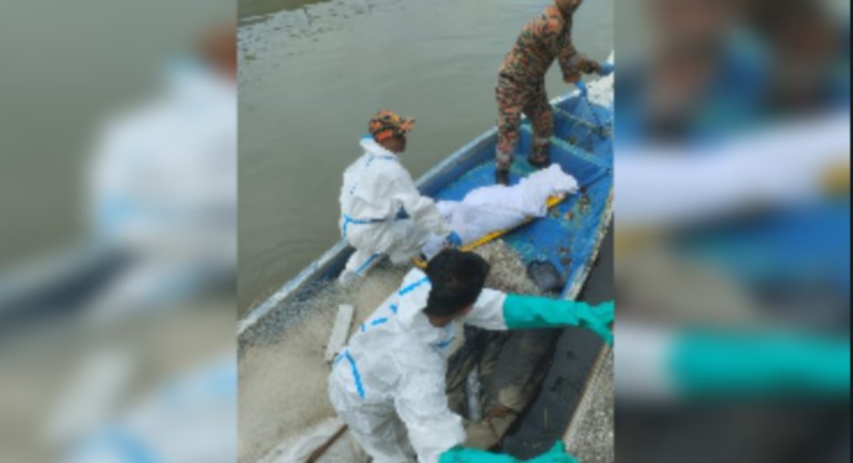 MAYAT wanita warga emas ditemukan terapung berhampiran bot nelayan. FOTO Ihsan Bomba
