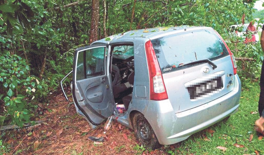 SEORANG kerani terbunuh selepas kenderaan dinaiki merempuh sebatang pokok di Jalan Kuantan-Segamat.