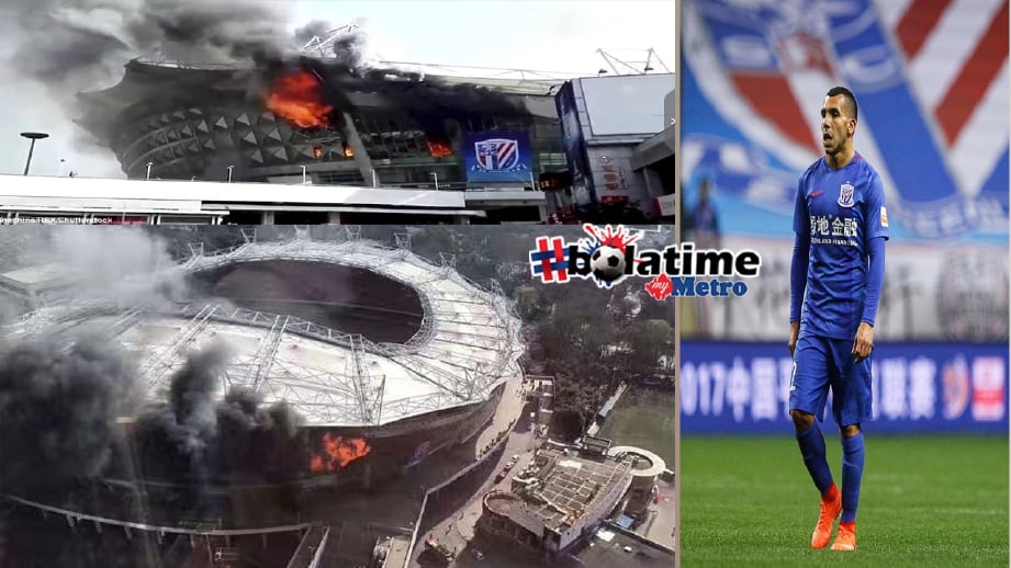 Kebakaran stadium Hongkou memaksa Tevez beraksi di stadium lain. FOTO DAILY MAIL