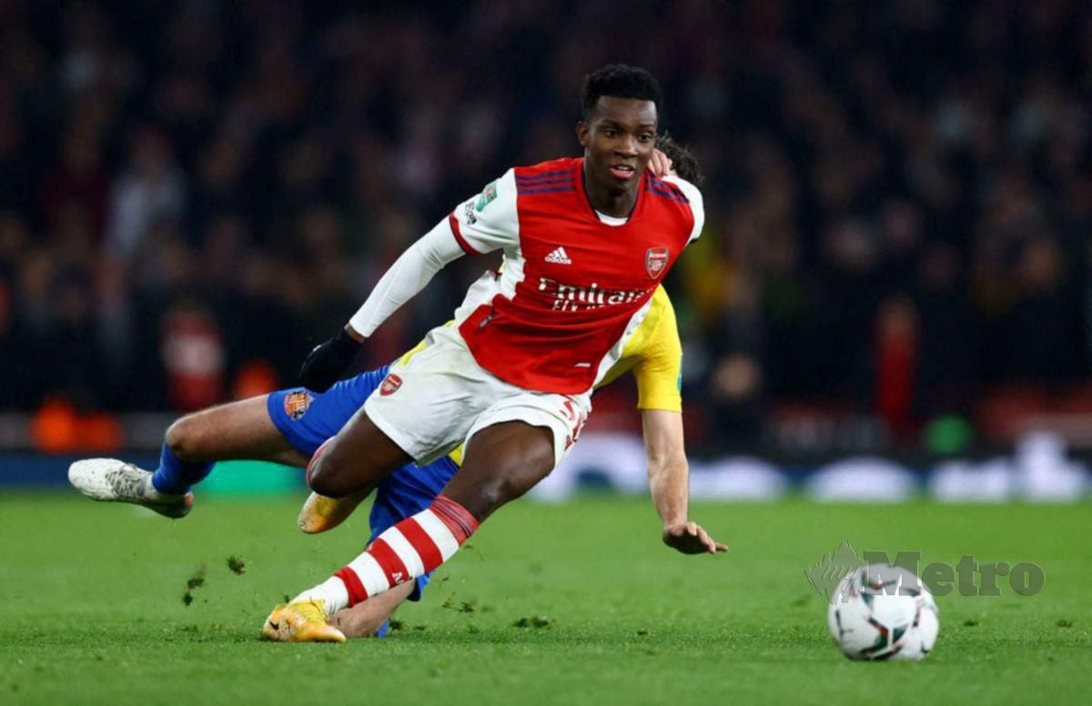 EDDE Nketiah diberi kepercayaan menyarung jersi no 14 Arsenal. FOTO REUTERS