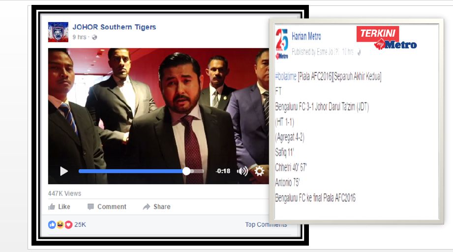 KERATAN video ulasan TMJ. IHSAN Facebook Johor Southern Tigers