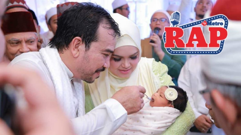 DATUK Seri Siti Nurhaliza dan Datuk Seri Khalid Mohamad Jiwa pada majlis tahnik dan aqiqah puteri sulung mereka, Siti Aafiyah. FOTO Ihsan Siti Nurhaliza Production (M) Sdn Bhd