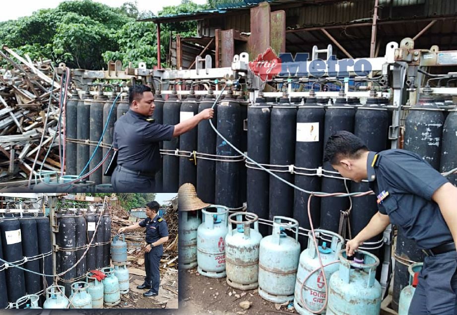 PEGAWAI pasukan khas Fast Action Team (FAT) merampas silinder gas petroleum cecair (LPG) bersubsidi dan diesel dari sebuah premis barangan lusuh di Kampung Melayu Subang di sini. Gambar Ihsan KPDNHEP