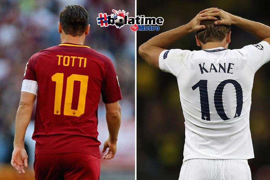 POCHETTINO yakin Kane (kanan) mampu jadi seperti Totti. FOTO/AFP
