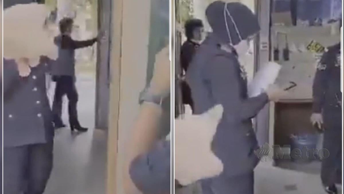 RAKAMAN video lelaki yang mendakwa diserang anggota polis bantuan di pintu masuk sebuah universiti. FOTO tular 