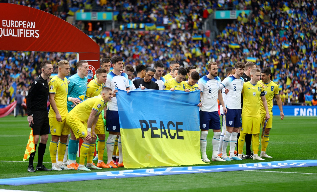UKRAINE ketika bertemu England dalam aksi kelayakan Euro. FOTO APF