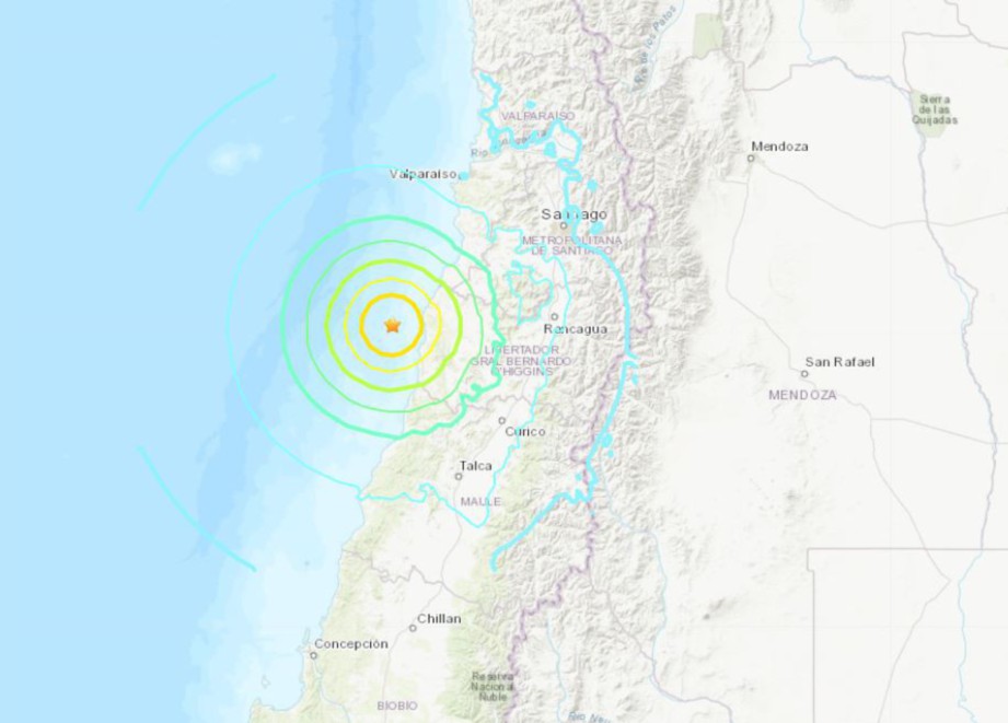 KAWASAN di Chile yang dilanda gempa bumi. FOTO/USGS