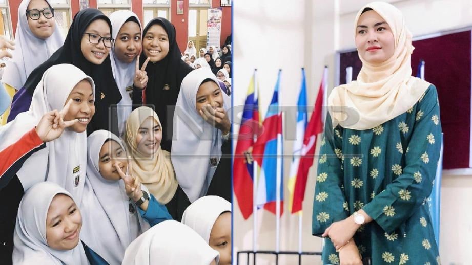 WANY Hasrita bergambar dengan pelajar selepas kempen Zon Bebas Buli di Sekolah Menengah Kebangsaan Meru, Klang, hari ini. FOTO Ihsan Instagram Wany Hasrita
