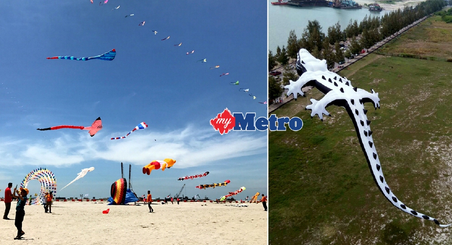 Layang-layang 'Buaya Melaka' sepanjang 30 meter menjadi tarikan Festival Layang-layang dan Wau 1Malaysia di Melaka Gateway. - Foto NOOR AZURIN MOHD SHARIF