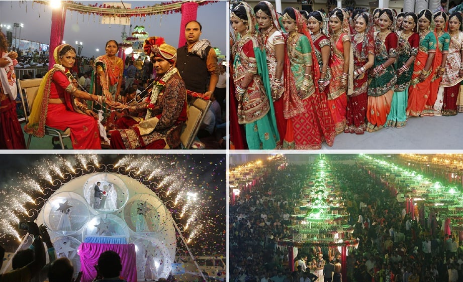 Sekitar majlis  majlis perkahwinan beramai-ramai anjuran saudagar berlian di Gujarat, India. - Foto Daily Mail