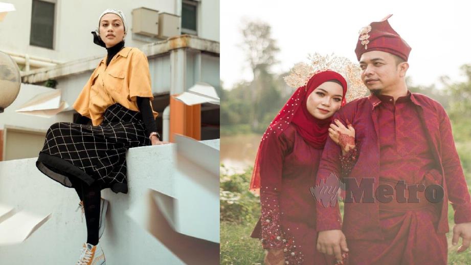 Nur Syafigah (gambar kiri) dan hasil rakaman gambar pasangan pengantin dibuat jurugambar itu. Foto Ihsan Nur Syafiqah Azman