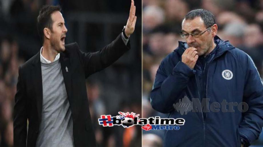 Chelsea dikatakan mahu membawa Lampard (kiri) menggantikan Sarri. FOTO REUTERS