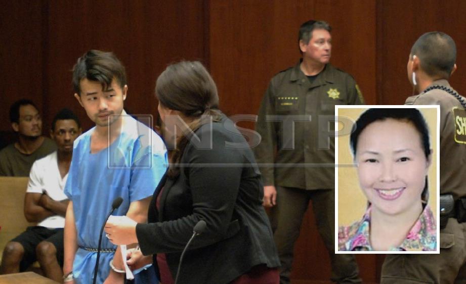 SUSPEK bunuh, Yu Wei Gong (kiri) mengaku tidak bersalah selepas membunuh dan mengerat ibunya yang dimasukkan di dalam peti sejuk. FOTO AP