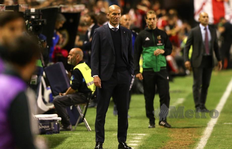 Ketua jurulatih Real Madrid, Zinedine Zidane. FOTO EPA.