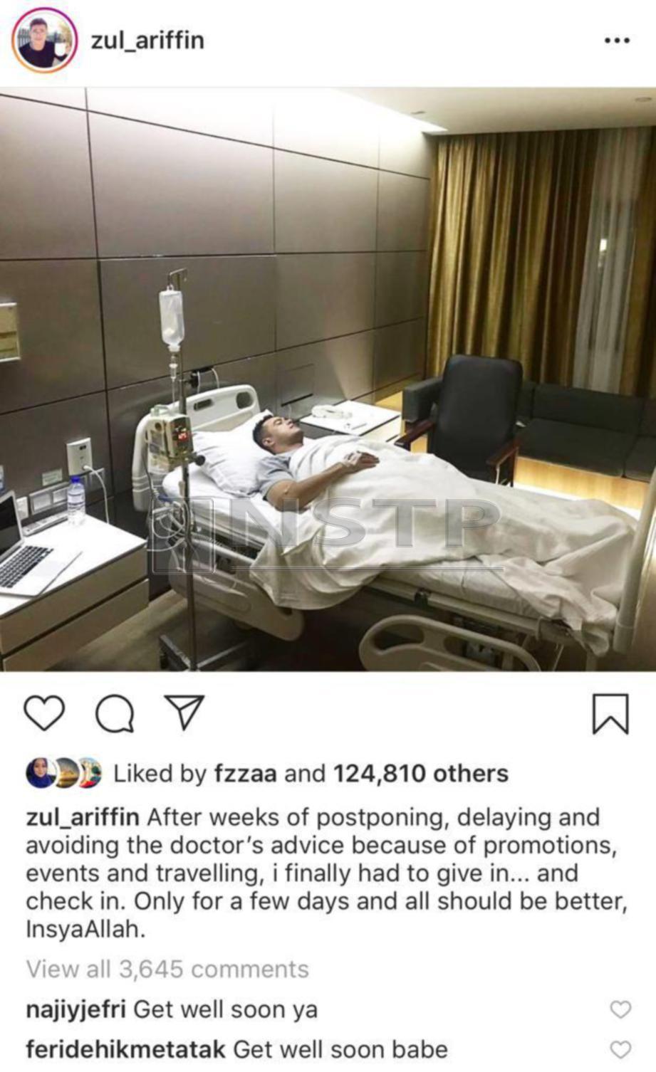 GAMBAR yang dimuat naik Zul di Instagram. FOTO Instagram Zul Ariffin.
